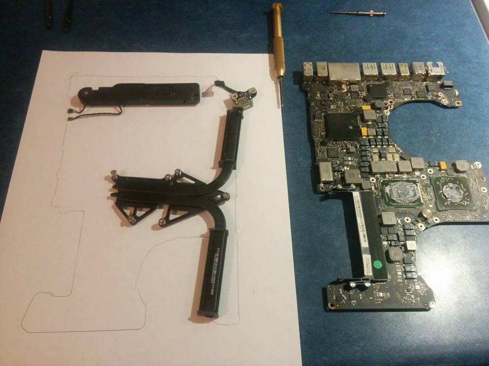 Picture of the logic board, partially disassembled